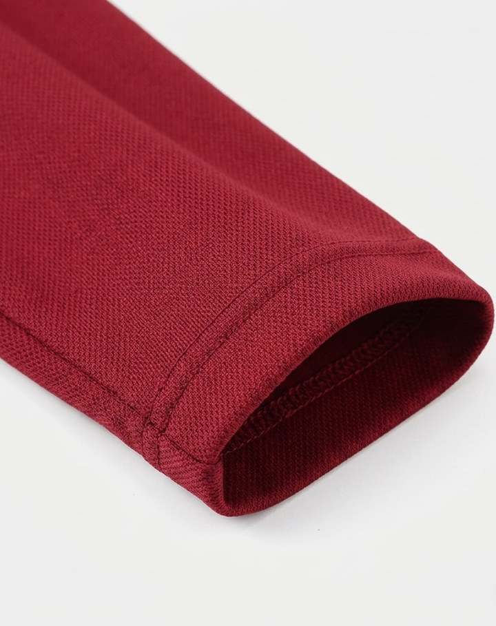 Stretch Knit Polo Shirt with Button Placket