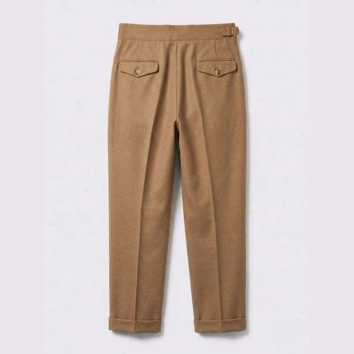 High-Rise Pleated Trousers with Cross-Belt Detail