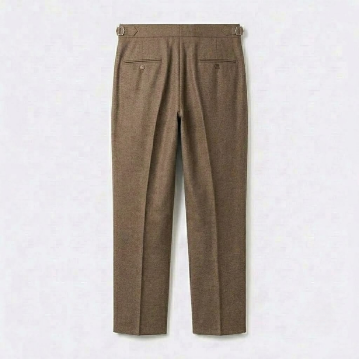 Herringbone Wool Pleated Trousers