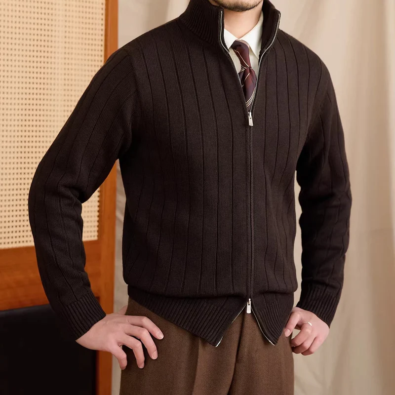 Simone Ribbed Zip-Up Cardigan