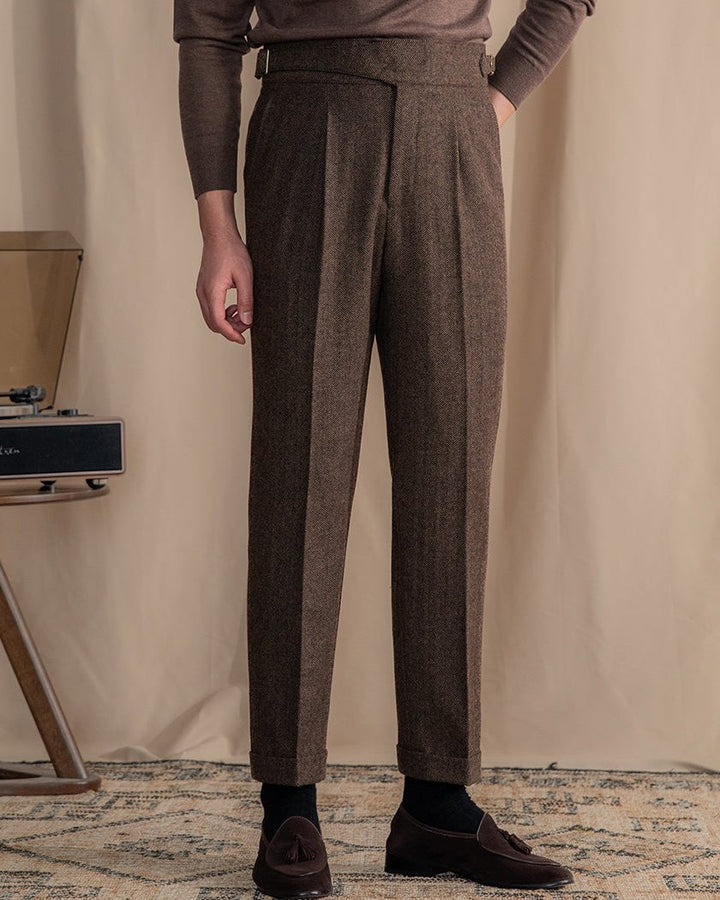High-Rise Wool Blend Tailored Trousers