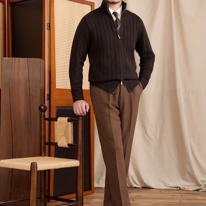 Simone Ribbed Zip-Up Cardigan