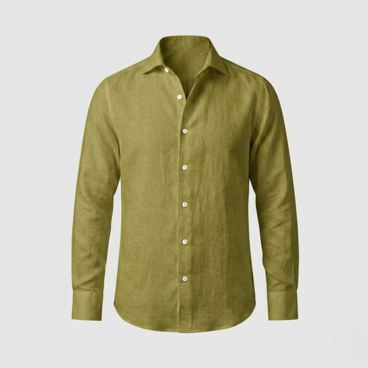 Lightweight Linen Shirt with Spread Collar