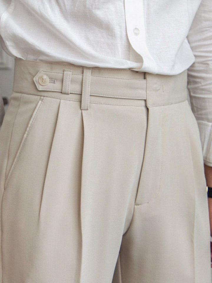 Single Pleat Belted Trousers