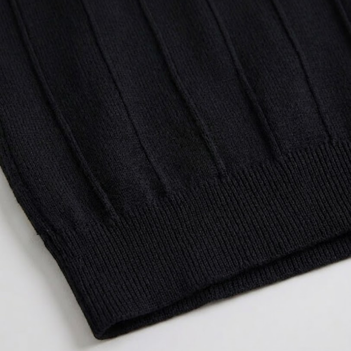 Classic Ribbed Cotton Blend Knit Shirt