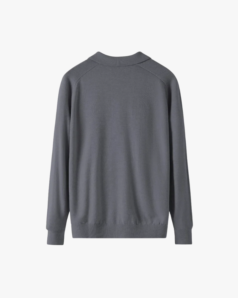 100% Wool Long Sleeve Polo Shirt