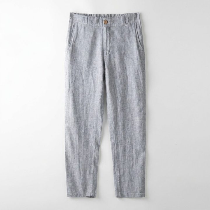 Relaxed Tapered Linen Trousers with Drawstring Waist