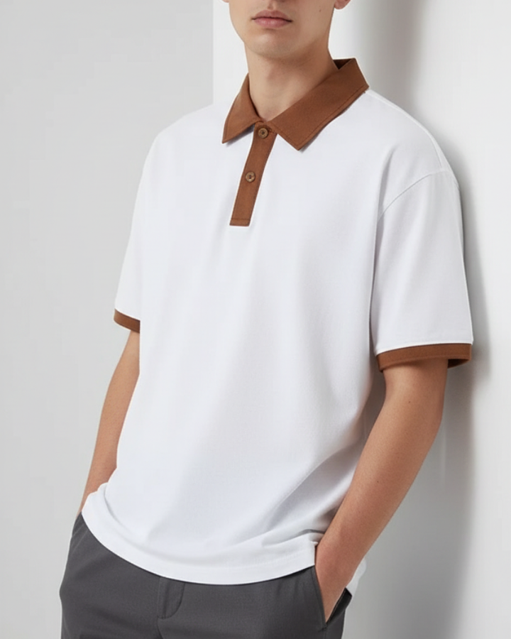 Evan Contrast-Knit Polo Shirt