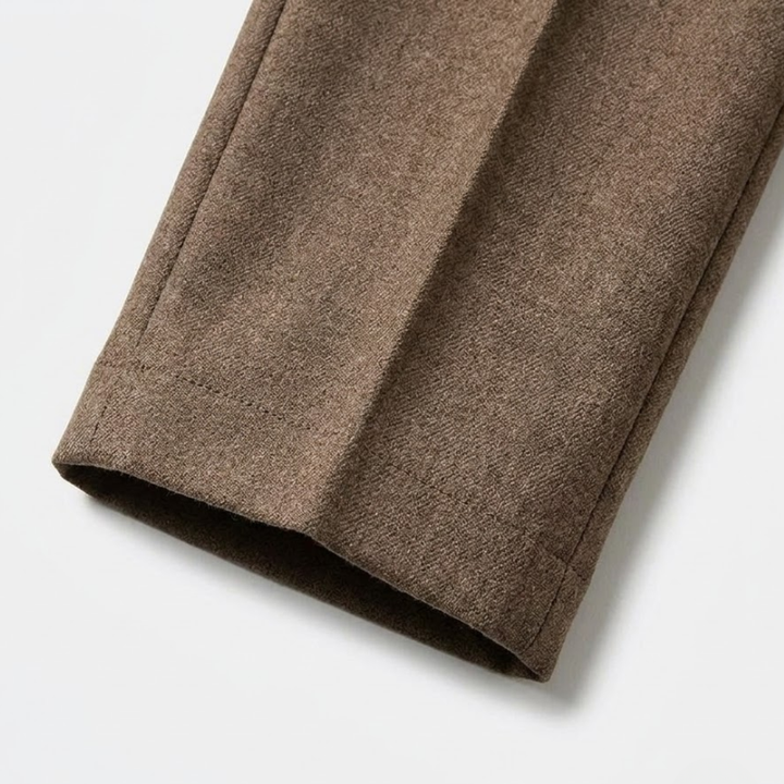 Herringbone Wool Pleated Trousers