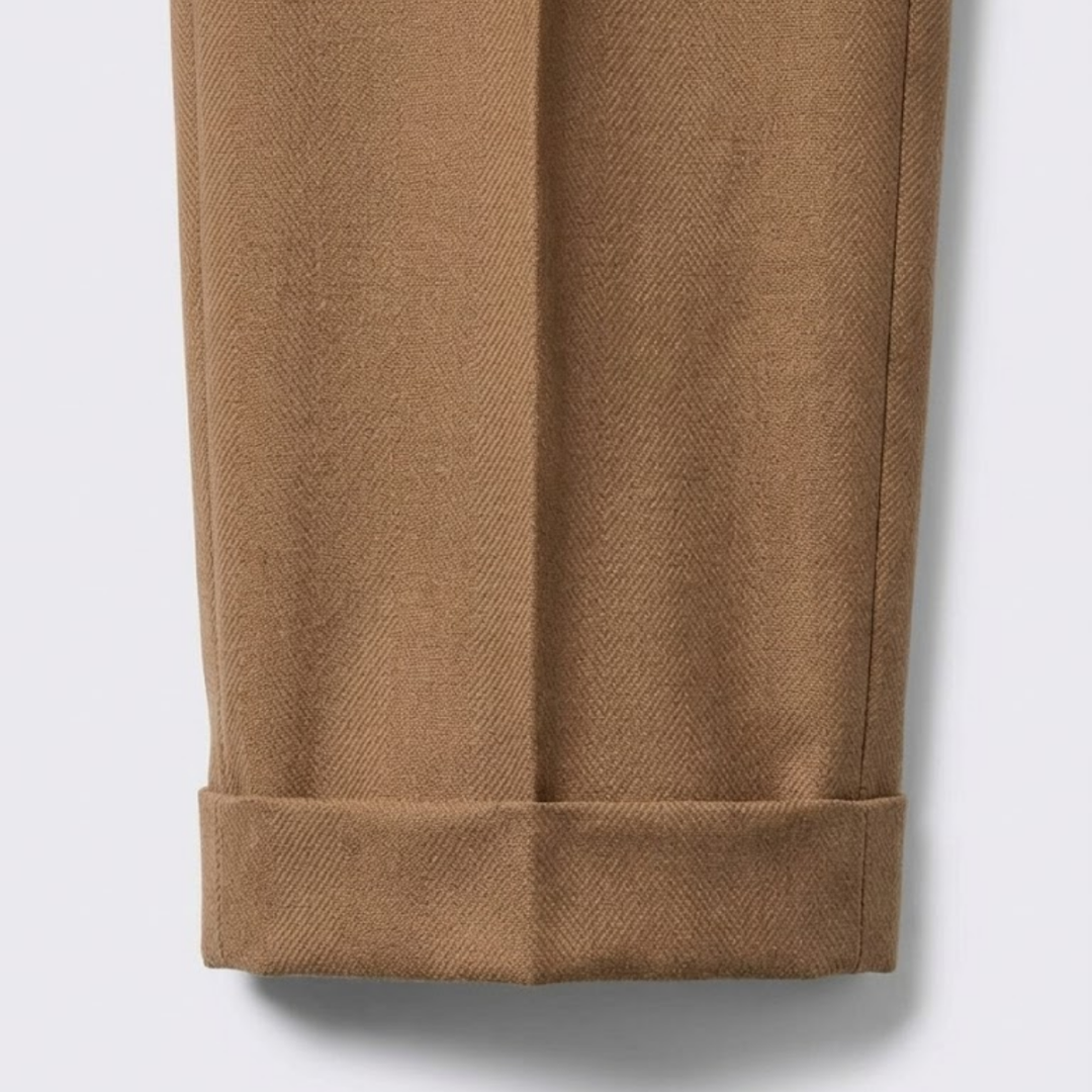 High-Rise Pleated Trousers with Cross-Belt Detail