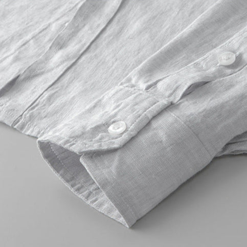 Lightweight Linen Shirt with Spread Collar