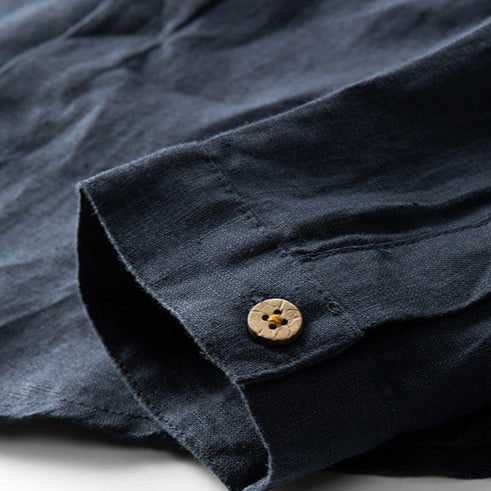 Linen Band Collar Shirt
