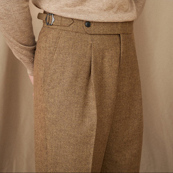 Classic Pleated Trousers with Side Adjusters