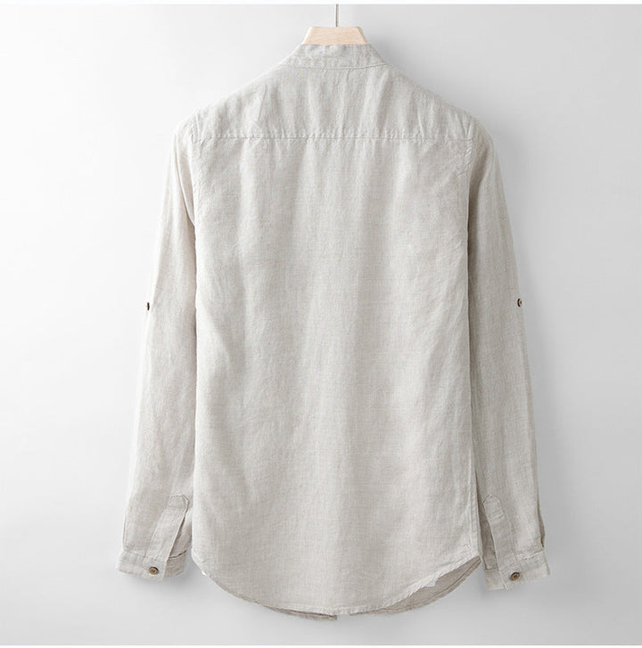 Linen Band Collar Shirt
