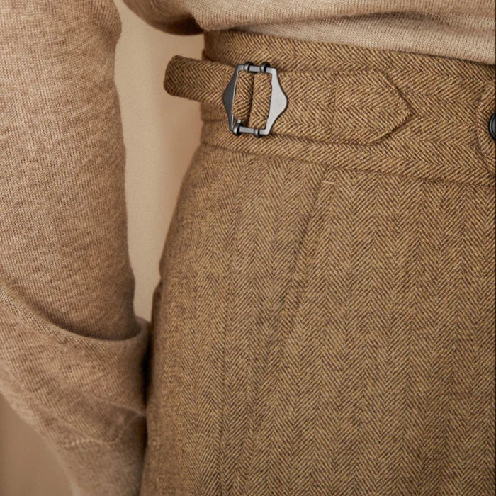 Classic Pleated Trousers with Side Adjusters
