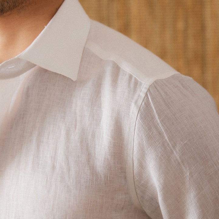 Lightweight Linen Shirt with Spread Collar