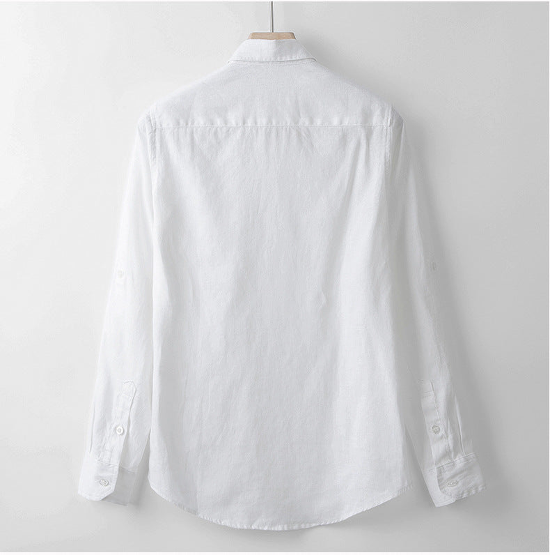 Lightweight Linen Shirt with Spread Collar