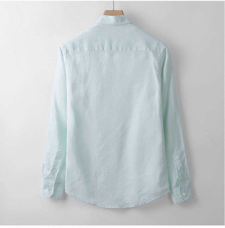 Lightweight Linen Shirt with Spread Collar
