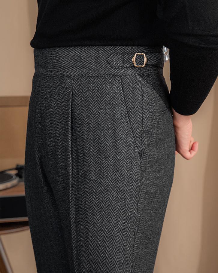 High-Rise Wool Blend Tailored Trousers