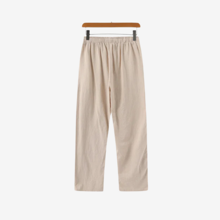 Men’s Linen Shirt & Trousers Set with Suede Loafers