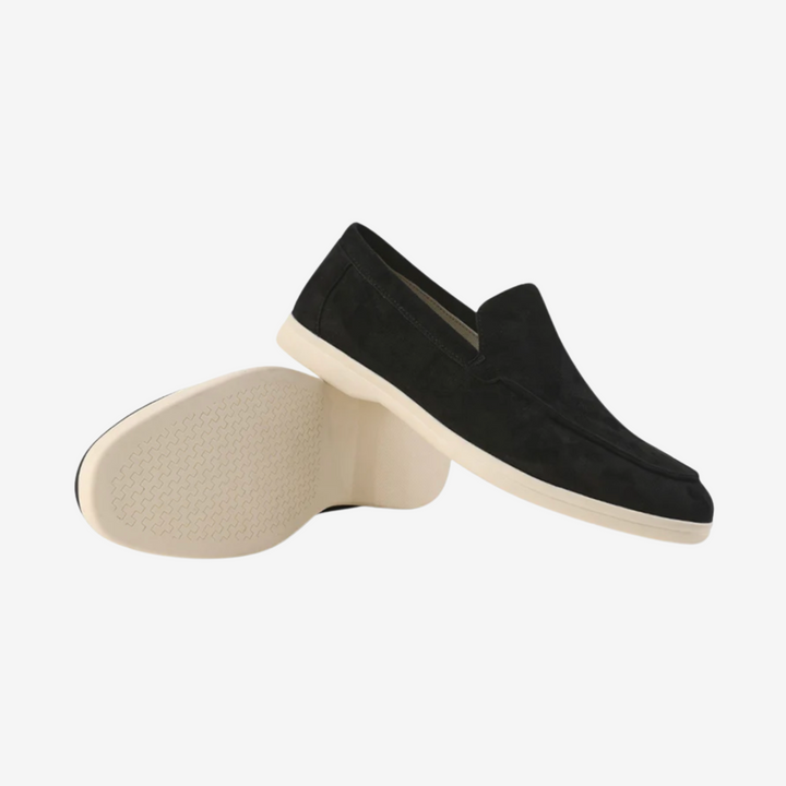 Men’s Linen Shirt & Trousers Set with Suede Loafers