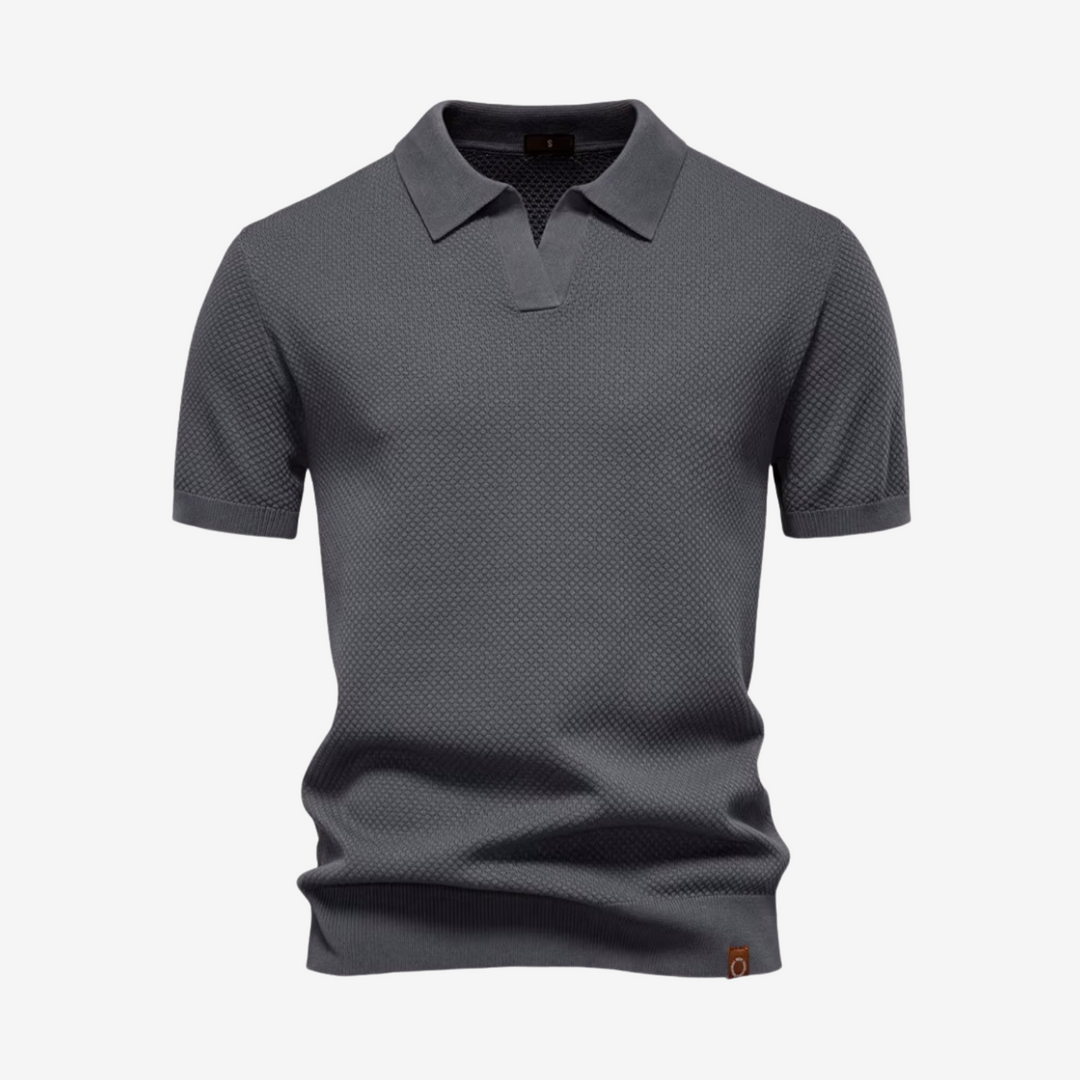 Men’s Knit Polo, Linen Pants & Suede Clogs Set
