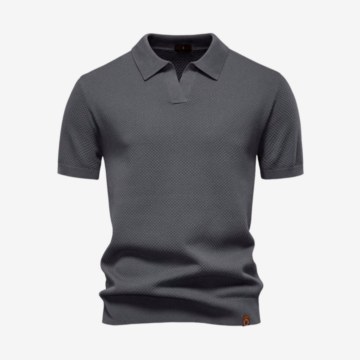 Men’s Knit Polo, Linen Pants & Suede Clogs Set