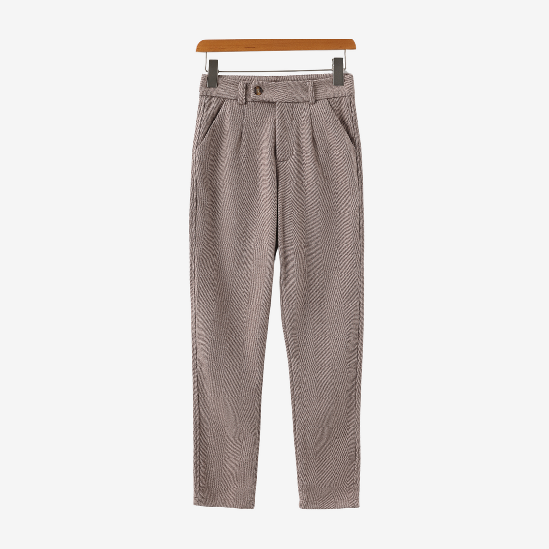 Tailored Tapered Herringbone Trousers