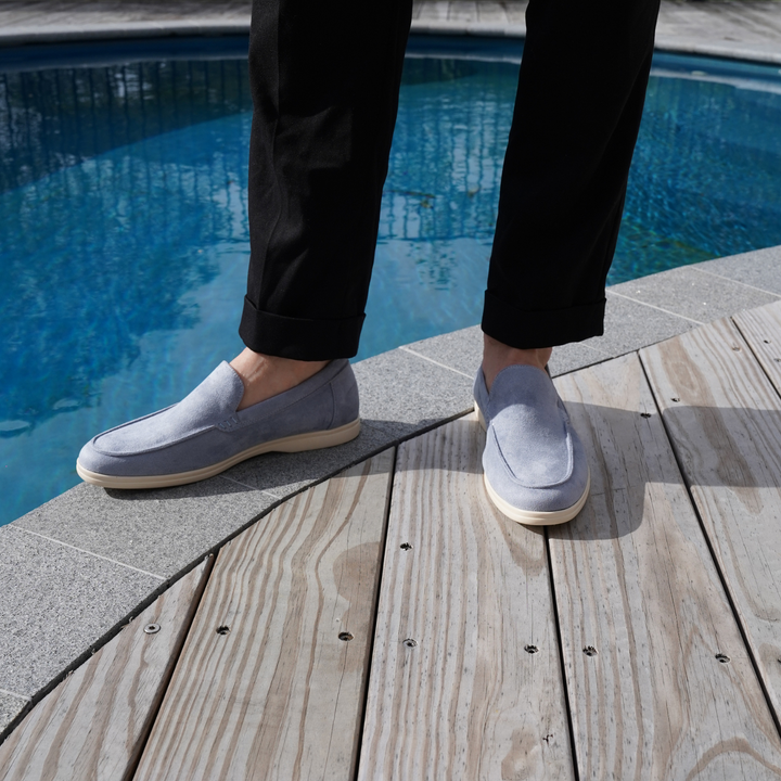 Faux Suede Loafers with Rubber Sole