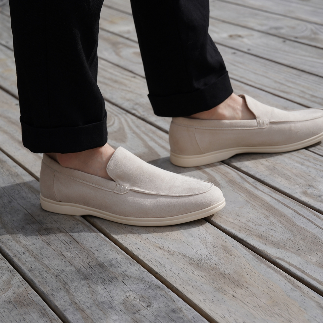 Faux Suede Loafers with Rubber Sole