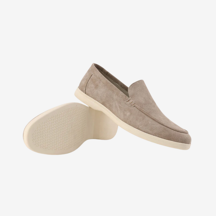 Men’s Linen Shirt & Pants Set with Suede Loafers