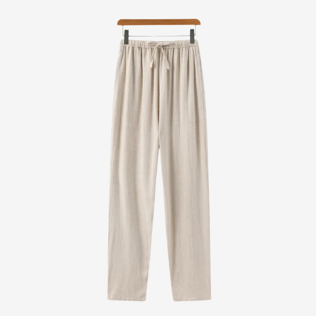 Men’s Linen Shirt & Pants Set with Suede Loafers
