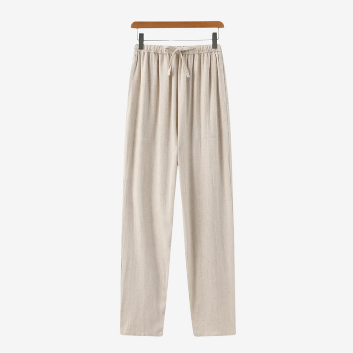 Men’s Linen Shirt & Pants Set with Suede Loafers