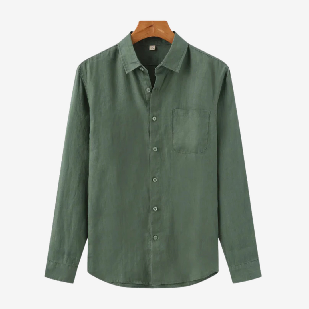 Men’s Linen Shirt & Pants Set with Suede Loafers