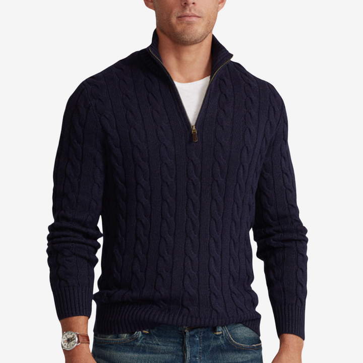 Cable Knit Quarter-Zip Sweater