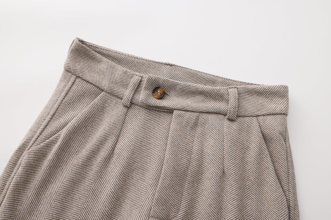 Tailored Tapered Herringbone Trousers