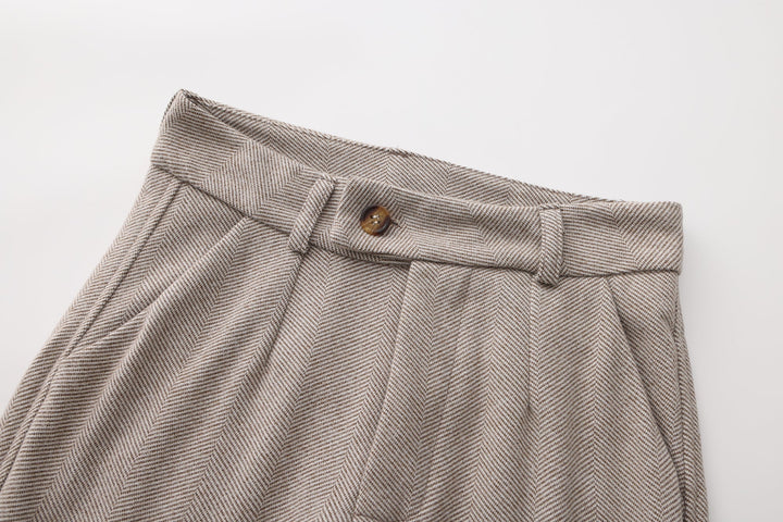 Tailored Tapered Herringbone Trousers
