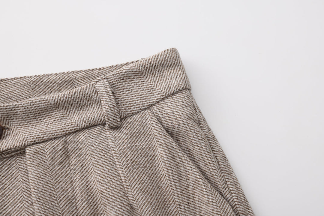 Tailored Tapered Herringbone Trousers