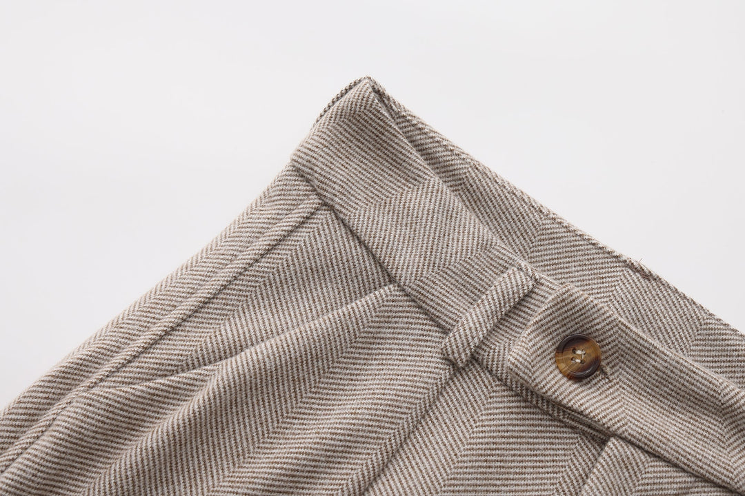 Tailored Tapered Herringbone Trousers