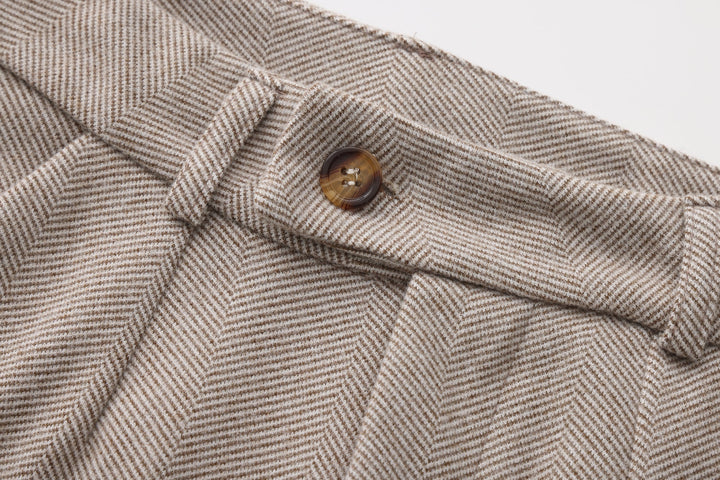 Tailored Tapered Herringbone Trousers