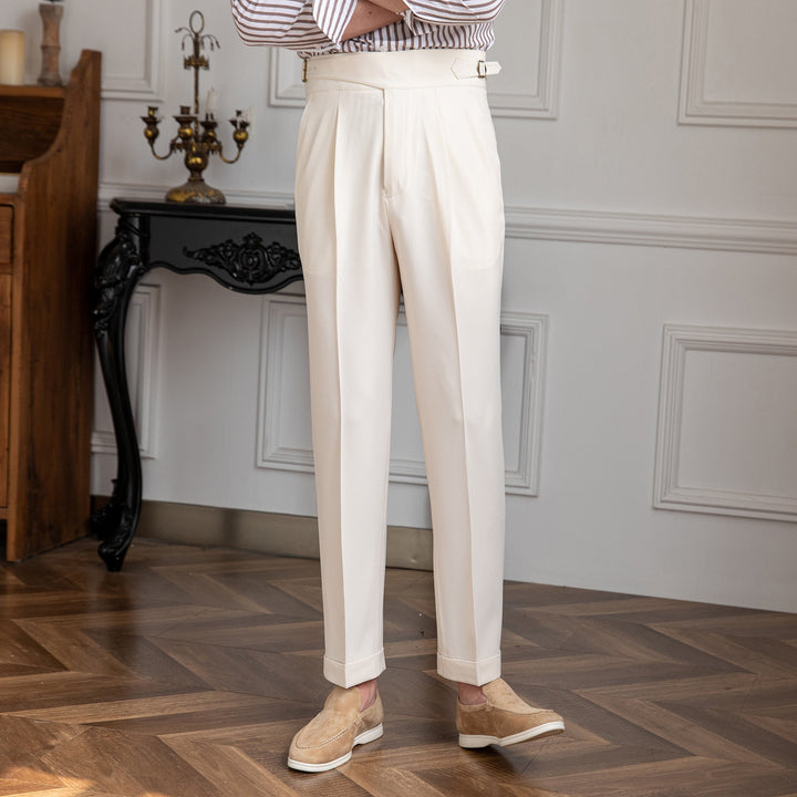 High-Rise Pleated Tailored Trousers