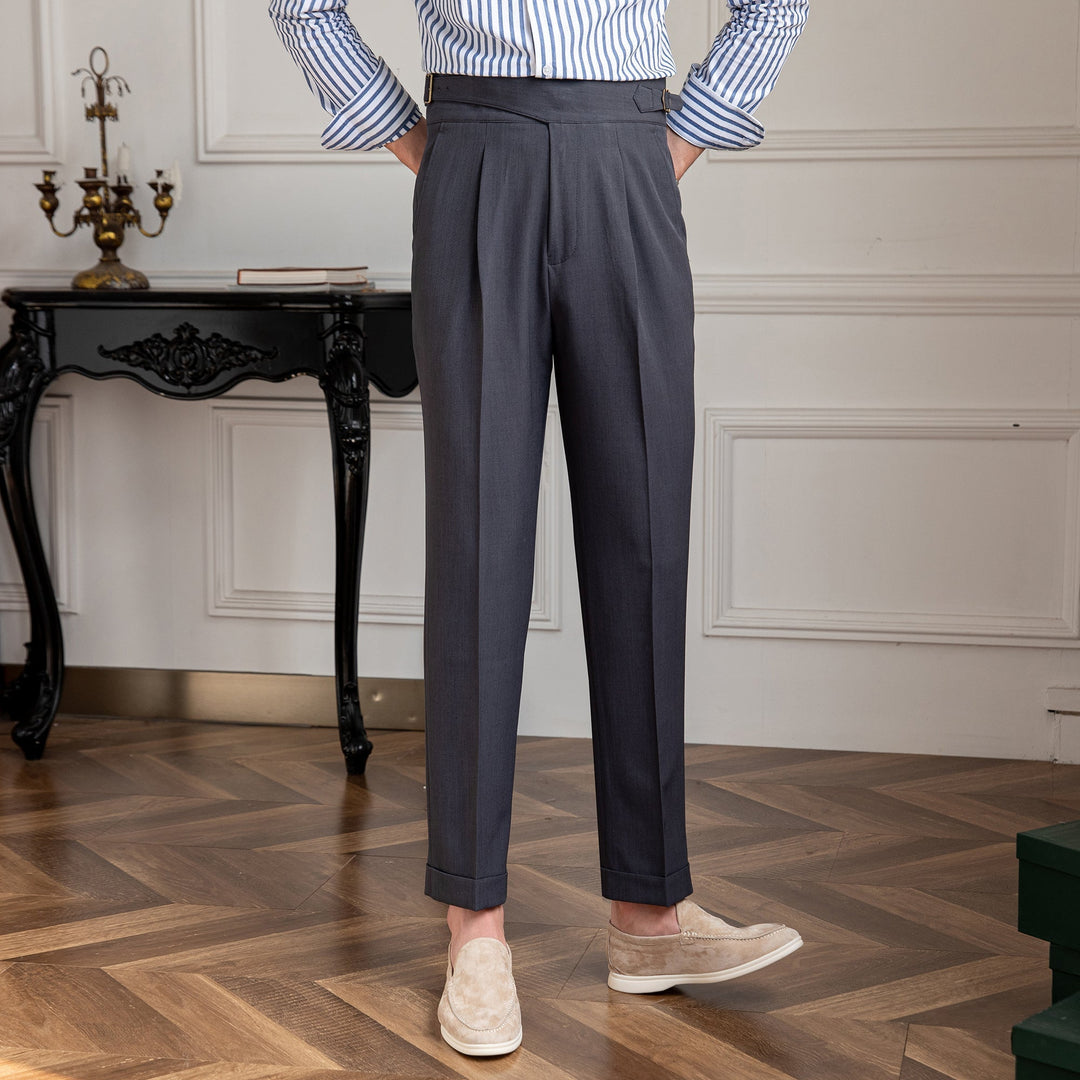 High-Rise Pleated Tailored Trousers