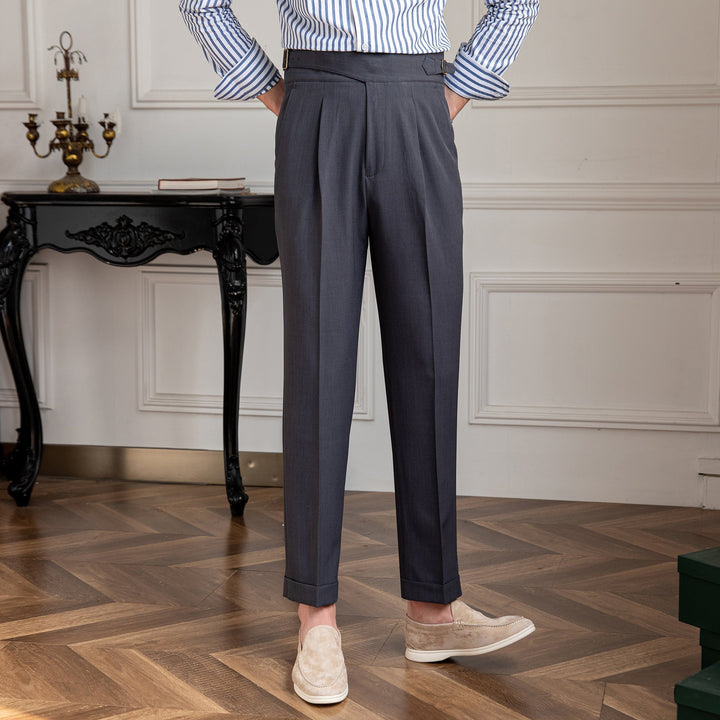 High-Rise Pleated Tailored Trousers