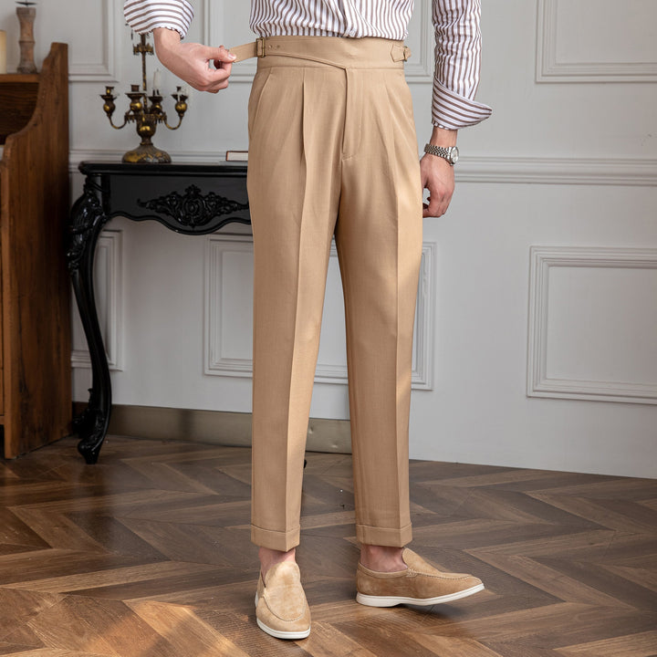 High-Rise Pleated Tailored Trousers
