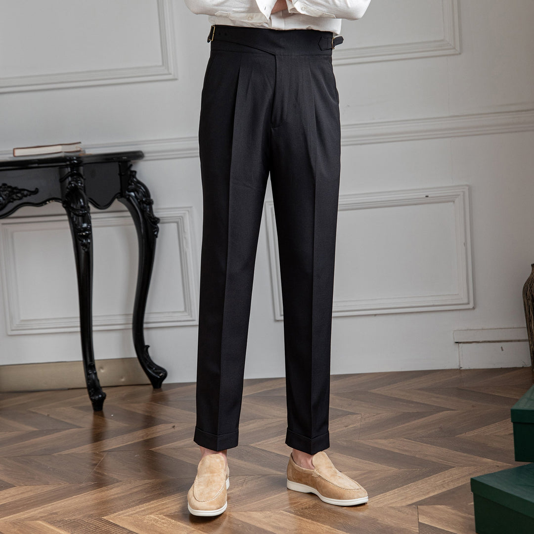 High-Rise Pleated Tailored Trousers