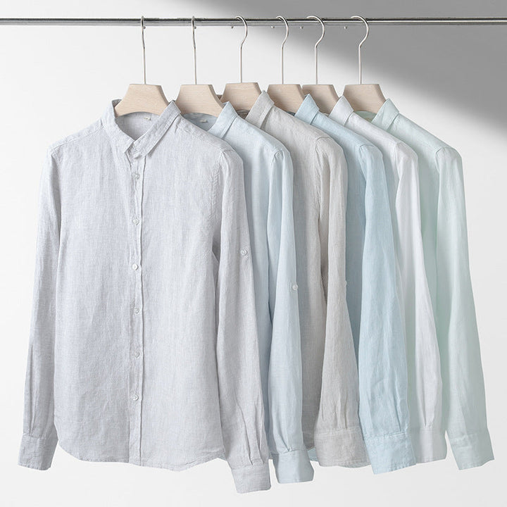 Lightweight Linen Shirt with Spread Collar