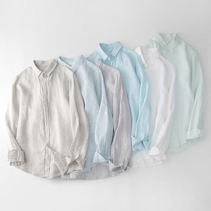 Lightweight Linen Shirt with Spread Collar