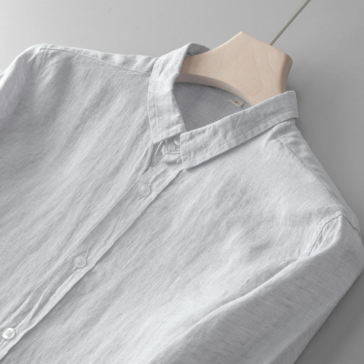 Lightweight Linen Shirt with Spread Collar