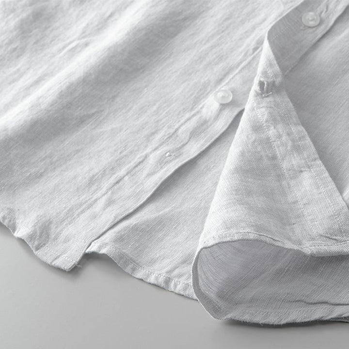 Lightweight Linen Shirt with Spread Collar