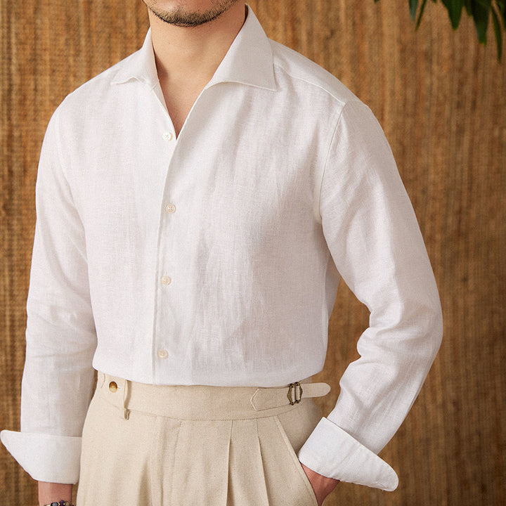Lightweight Linen Shirt with Spread Collar